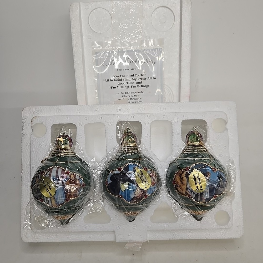 Vtg Wizard of Oz Ornaments Bradford‎ Editions Heirloom Porcelain 2000 Set